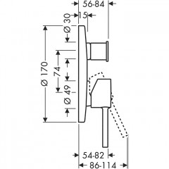 Axor Starck Смеситель для ванны, встраиваемый, с переключателем на 2 потока, цвет: сталь