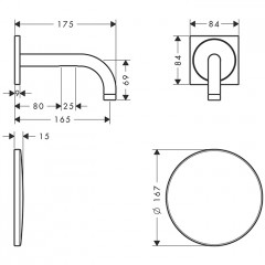 Axor Uno Смеситель для раковины, встраиваемый, электронный, излив: 16.5см., цвет: шлифованная бронза