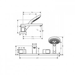 Axor Urquiola Смеситель на край ванны, два источник, цвет: сталь