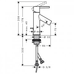 Axor Starck Смеситель для раковины 80, на 1 отв., с донным клапаном, цвет: шлифованный никель