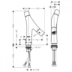 Axor Starck Organic Смеситель для раковины 80, на 1 отв., с донным клапаном, цвет: сталь
