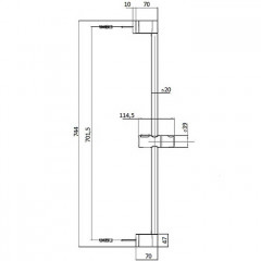 Bossini Душевая штанга 70 см, ручная лейка со шлангом CROMOLUX 150 см,цвет хром