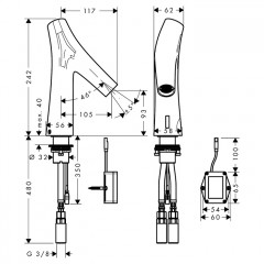 Axor Starck Organic Cмеситель для раковины, на 1 отв., электронный, без регулировки температуры, питание от батареек, цвет: шлифованный никель