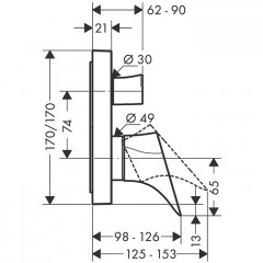 Axor Starck Organic Смеситель для ванны, встраиваемый, с переключателем на 2 потока, со защитной комбинацией, цвет: полированное золото