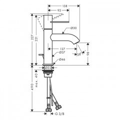 Axor Uno Смеситель для раковины 100, на 1 отв., с донным клапаном, цвет: шлифованная медь