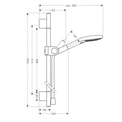 Axor Uno Душевой гарнитур, ручной душ 3jet, штанга и держаель для душа, цвет: шлифованный никель