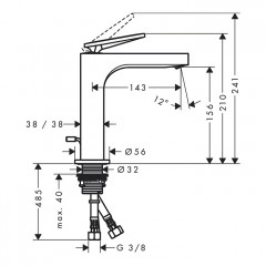 Axor Citterio Смеситель для раковины 160, на 1 отв., с донным клапаном, цвет: шлифованный никель
