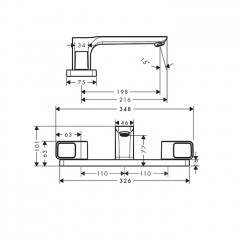 Axor Urquiola Смеситель на край ванны, настенный, цвет: сталь