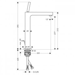 Axor Citterio Смеситель для раковины 280, на 1 отв., с донным клапаном, высокий, цвет: шлифованный никель