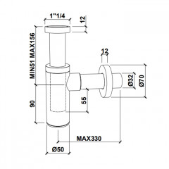 ANTONIO LUPI MOLLA Сифон для раковины, регулируемый по высоте, цвет черный матовый