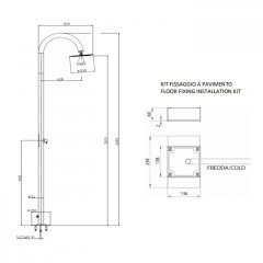 BOSSINI TETIS Душевая колонна для установки вне помещения, напольная, с запорным вентилем, верхний душ250 мм., с встроенной частью, цвет хром