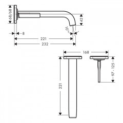 Axor Citterio E Смеситель для раковины, встраиваемый, излив: 22.1см., цвет: шлифованная бронза