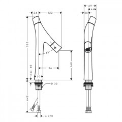 Axor Starck Organic Смеситель для раковины 170, на 1 отв., цвет: сталь