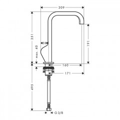 Axor Citterio Смеситель для раковины 190, на 1 отв., высокий, цвет: шлифованный никель