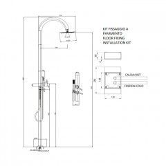 BOSSINI TETIS Душевая колонна для установки вне помещения, напольная, 2 прогрессивн смесителя, верхний душ, ручной душ, с встроенной частью, цвет хром