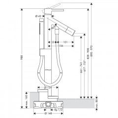 Axor Starck Смеситель для ванны, напольный, с ручным душем, цвет: полированное красное золото