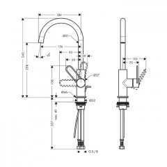 Axor Uno Смеситель для раковины 240, на 1 отв., высокий, цвет: шлифованное золото