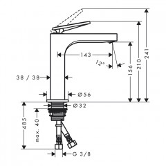 Axor Citterio Смеситель для раковины 160, на 1 отв., цвет: шлифованный никель