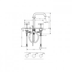 Axor Citterio E Смеситель для раковины, 3 отв., с донным клапаном, цвет: сталь