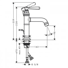 Axor Montreux Смеситель для раковины 100, на 1 отв., с донным клапано, цвет: шлифованное золото