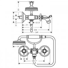 Axor Montreux Смеситель для ванны, настенный, с ручным душем, цвет: шлифованный черный хром