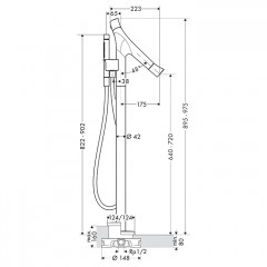 Axor Starck Organic Смеситель для ванны, напольный, термостатический, с ручным душем, цвет: шлифованное золото