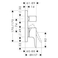 Axor Citterio M Смеситель для ванны, встраиваемый, с переключателем на 2 потока, с защитой, цвет: шлифованное золото