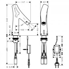 Axor Starck Organic Cмеситель для раковины, на 1 отв., электронный, без регулировки температуры, питание от сети 230V, цвет: шлифованная медь
