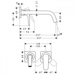Axor Citterio M Смеситель для раковины, встраиваемый, излив: 22.7см., цвет: шлифованная медь
