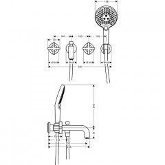 Axor Citterio Смеситель для ванны, встраиваемый, с ручным душем, цвет: шлифованная медь