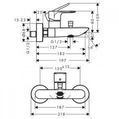 Hansgrohe Rebris E Смеситель для ванны, настенный, цвет: черный матовый