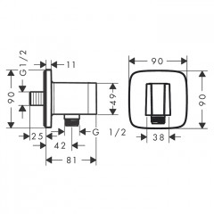 Hansgrohe FixFit Q Шланговое подсоединение с держателем ручного душа, цвет Шлифованная бронза
