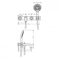 Axor Citterio Смеситель для ванны, встраиваемый, с ручным душем, панель, цвет: сталь