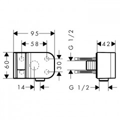 Axor One Шланговое подсоединение с держателем ручного душа цвет: шлифованный черный хром