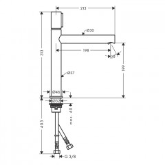 Axor Uno Смеситель для раковины 200 Select, на 1 отв., цвет: шлифованное золото