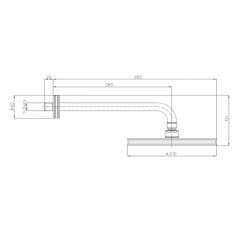 Bossini Liberty Верхний душ 210 мм,кронштейн 280 мм, цвет ottone antico/ античная бронза