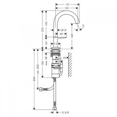 Axor One Смеситель для раковины Sel 140, на 1 отв., с донным клапаном Push-Open, цвет: шлифованный черный хром