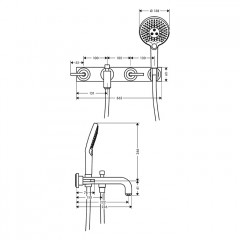 Axor Citterio Смеситель для ванны, встраиваемый, с ручным душем, ручка: рычаг, панель, цвет: шлифованный никель