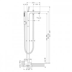Axor Citterio Смеситель для ванны, напольный, с ручным душем, цвет: полированное золото