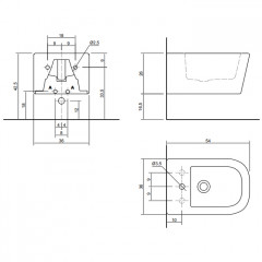 ANTONIO LUPI KOMODO Биде подвесное 540х360х260 мм., с 1 отверстием для смесителя (2 намечены), цвет GRIGIO VESUVIO