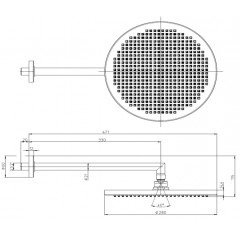BOSSINI APICE Верхний душ280 мм., с настенным держателем 330 мм., цвет браашированный никель