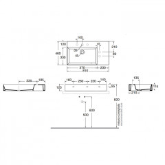 AZZURRA ELEGANCE Squared Раковина подвесная/накладная 81х46х12.5см c 1 отв. под смеситель , цвет белый