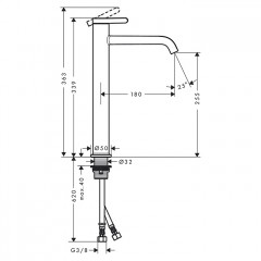 Axor One Смеситель для раковины 260, на 1 отв., высокий, цвет: шлифованное золото