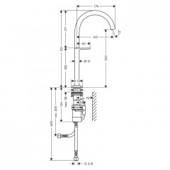 Axor One Смеситель для раковины Sel 260, на 1 отв., высокий, с донным клапаном Push-Open, цвет: шлифованная медь