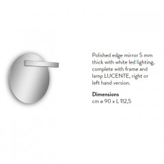 ANTONIO LUPI CIRCUS Зеркало Ø1080 мм., с белой светодиодной подсветкой, с блестящей кромкой, с левосторонним светильником LUCENTE, на раме