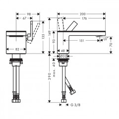 Axor MyEdition Смеситель для раковины 70, на 1 отв., без панели, цвет: сталь