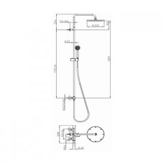 Bossini Настенная колонна - Душ ELIOS из ABS 250- ручной душ, смеситель термостатический или CROMOLUX встроенным переключателем, хром