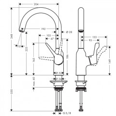 Hansgrohe Focus M43 Смеситель для кухни, на 1 отв., поворотный излив 19.2см, цвет: хром