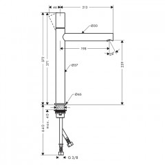 Axor Uno Смеситель для раковины 260, Zero, на 1 отв., высокий, цвет: полированное золото