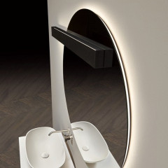 ANTONIO LUPI CIRCUS Зеркало Ø1080 мм., с белой светодиодной подсветкой, с блестящей кромкой, с левосторонним светильником LUCENTE, на раме